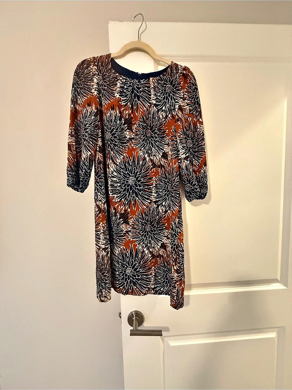 H&M Floral Mini Dress in Brown & Blue US 2 Like New